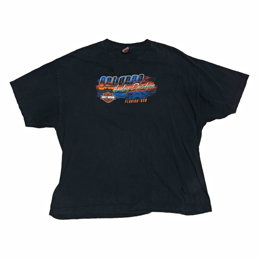 Harley-Davidson Orlando Florida USA Black Graphic T-Shirt, Size 3X-Large